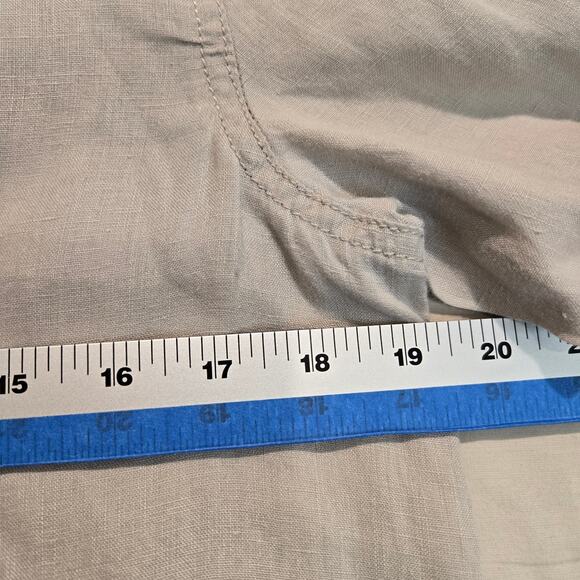 Adrienne Vittadini 100% Linen Roll-tab Sleeve Tunic Top Boho Festival Size M - Picture 6 of 12